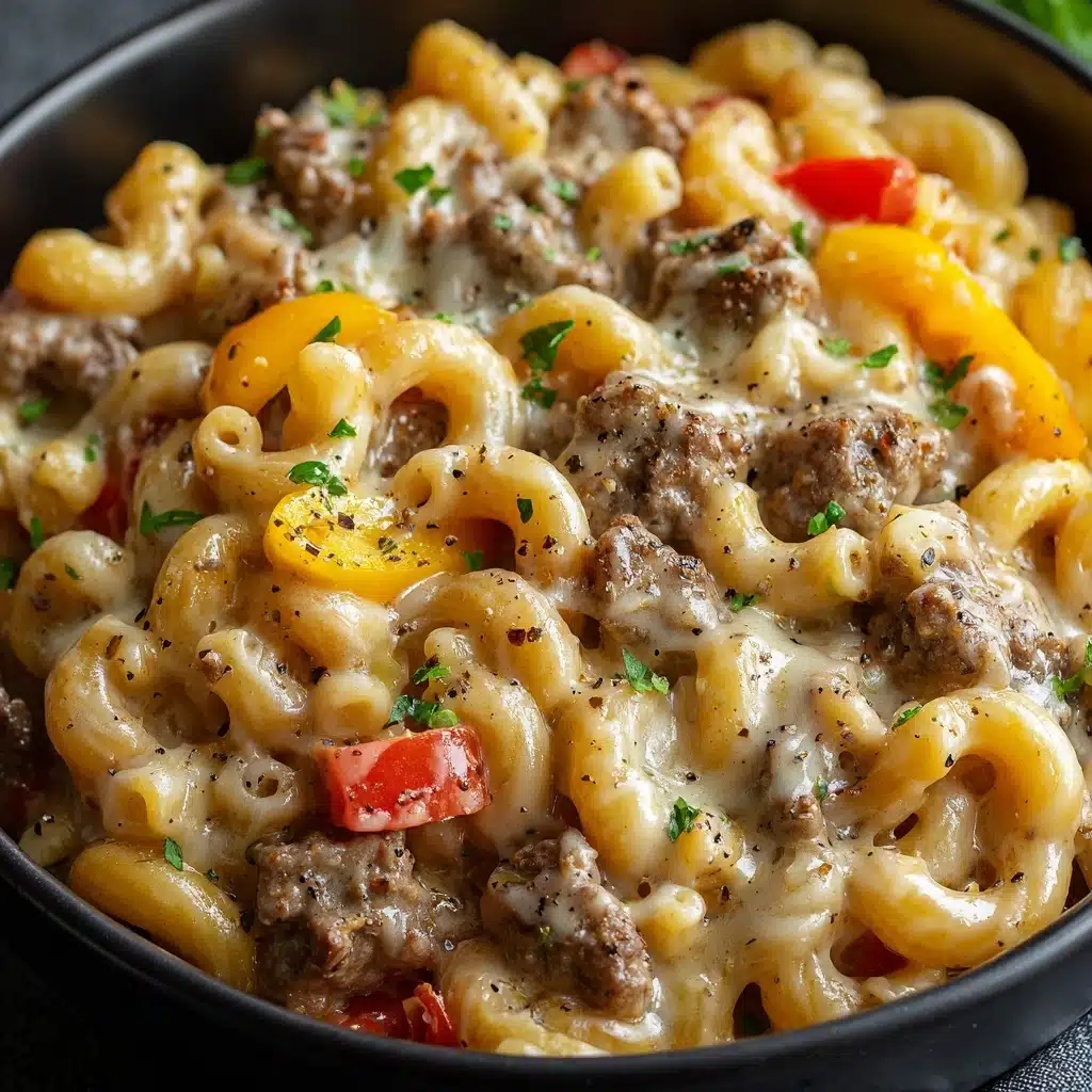 High-Protein Creamy Philly Cheesesteak Mac & Cheese Recipe