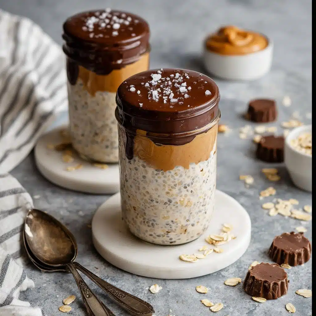 The Best Chocolate Peanut Butter Overnight Oats Recipe - Recipe Image