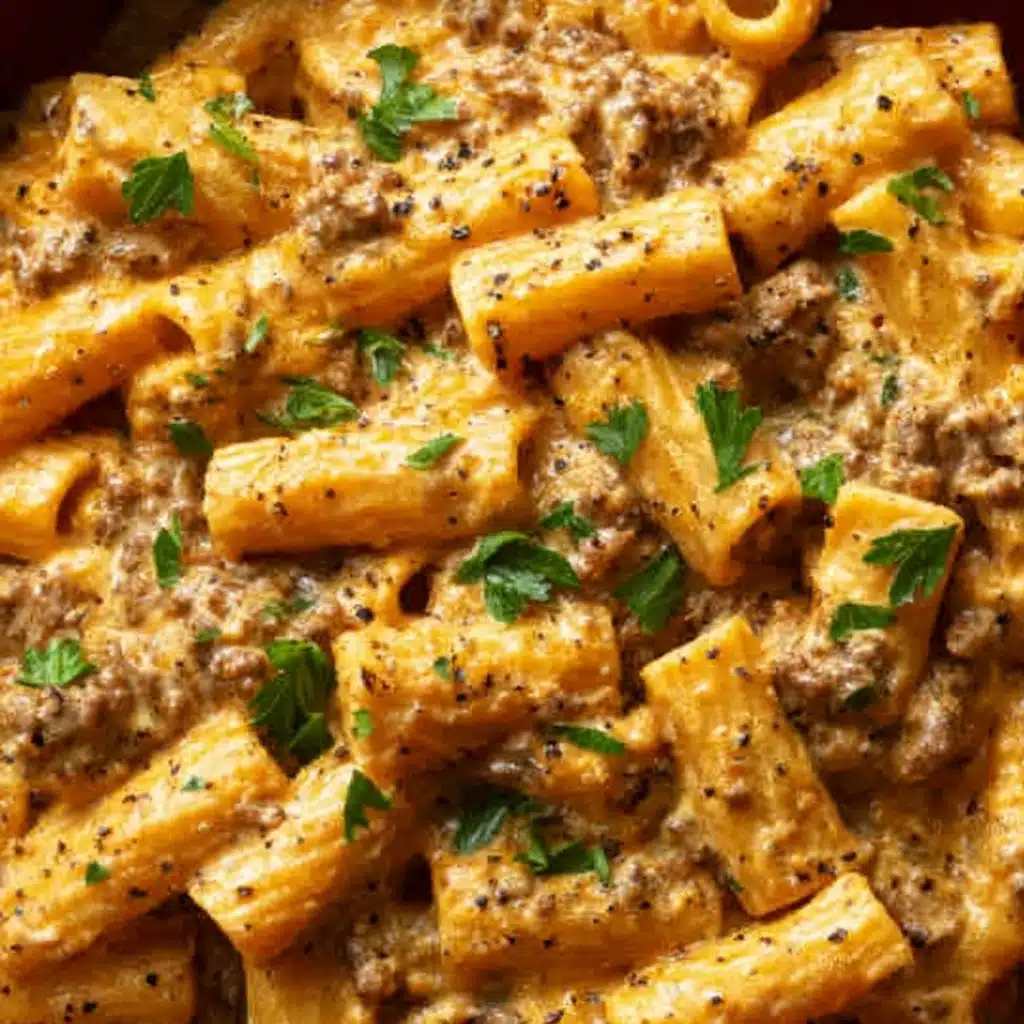 High Protein Creamy Beef Pasta Recipe - Recipe Image