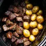 crockpot garlic butter beef bites with potatoes Recipe