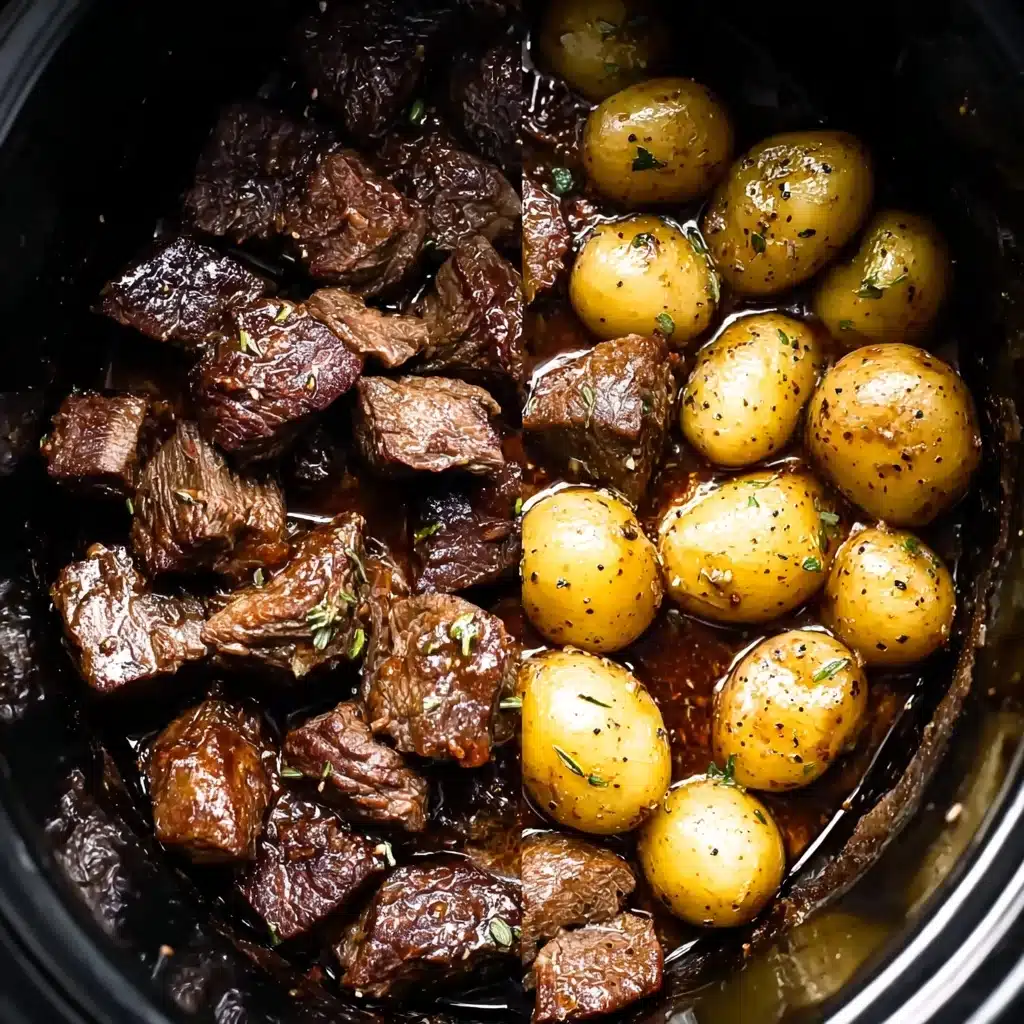 crockpot garlic butter beef bites with potatoes Recipe