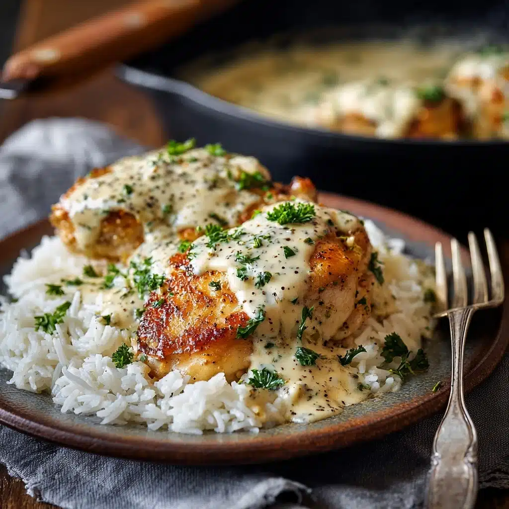 Creamy Smothered Chicken And Rice Recipe - Recipe Image