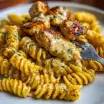 Creamy Garlic Parmesan Chicken with Cheesy Twisted Pasta Recipe