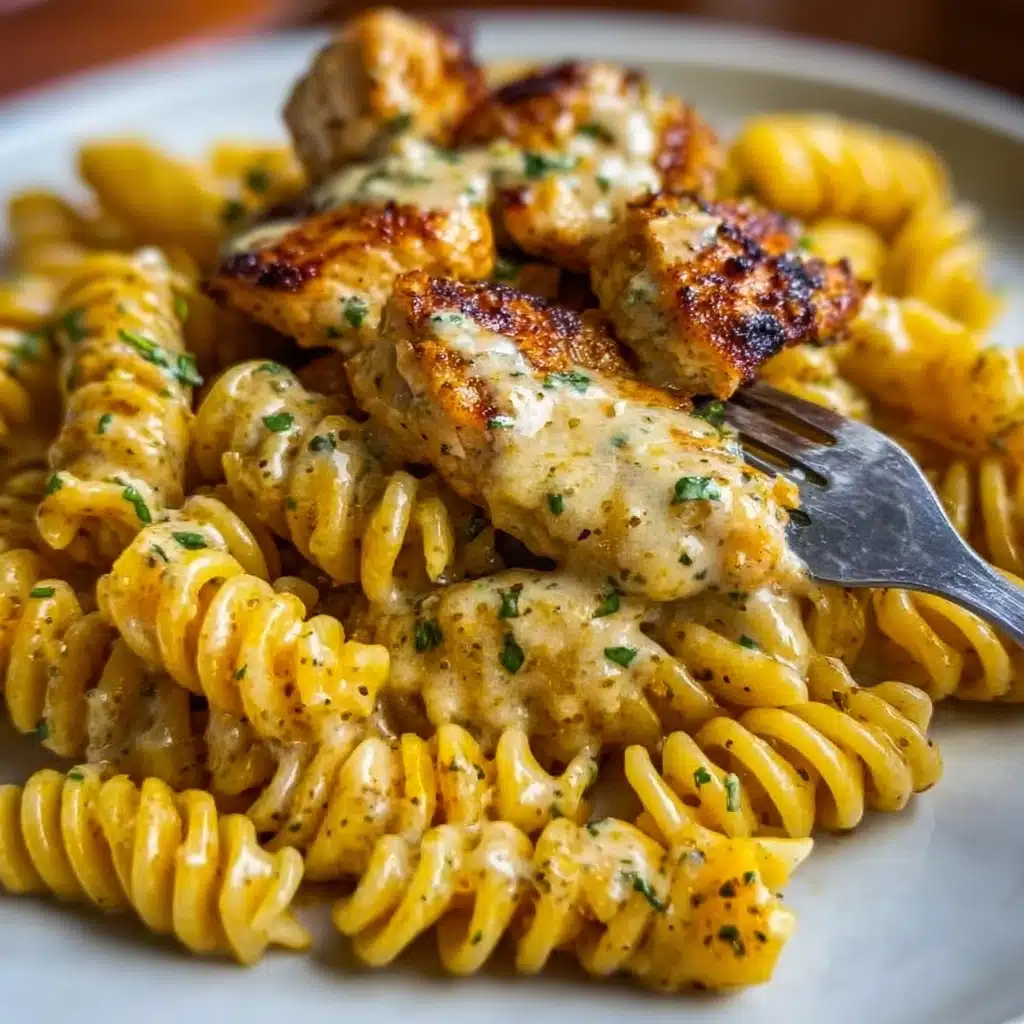 Creamy Garlic Parmesan Chicken with Cheesy Twisted Pasta Recipe - Recipe Image
