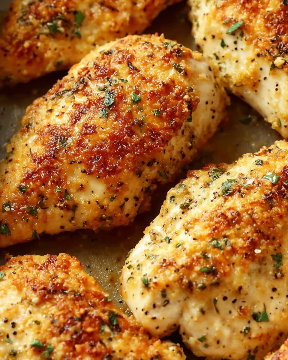 The image shows close-up pieces of cooked chicken breasts with a golden-brown crust made from a mix of herbs and spices. Each piece has a slightly rough, crispy texture with small bits of charred seasoning and light green parsley sprinkled on top. The chicken sits closely on a light surface that has a smooth texture behind it. The colors range from creamy white in the chicken to deep golden and brown on the crust, giving a fresh and tasty look. photo taken with an iphone --ar 4:5 --v 7