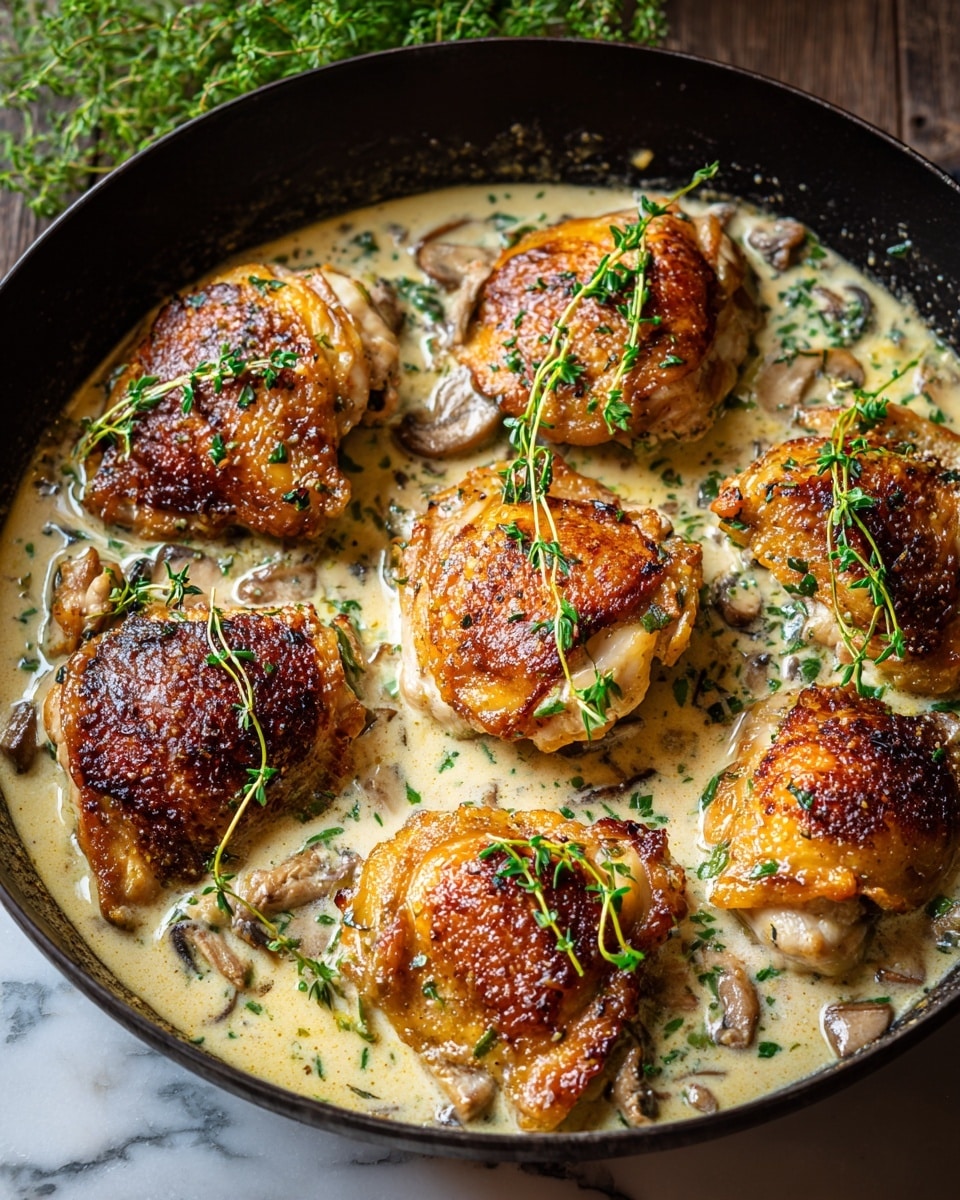 A black cast iron pan filled with golden brown roasted chicken pieces and halved baby potatoes. The chicken skin is crispy with a mix of dark and light brown shades, mixed with a little shine from the glaze, and sprinkled with chopped green herbs. The baby potatoes have a crispy light golden skin with a soft yellow inside, also sprinkled with herbs. The food looks well cooked with a slight shine from the oil and slightly charred edges. The pan sits on a white marbled surface. photo taken with an iphone --ar 4:5 --v 7