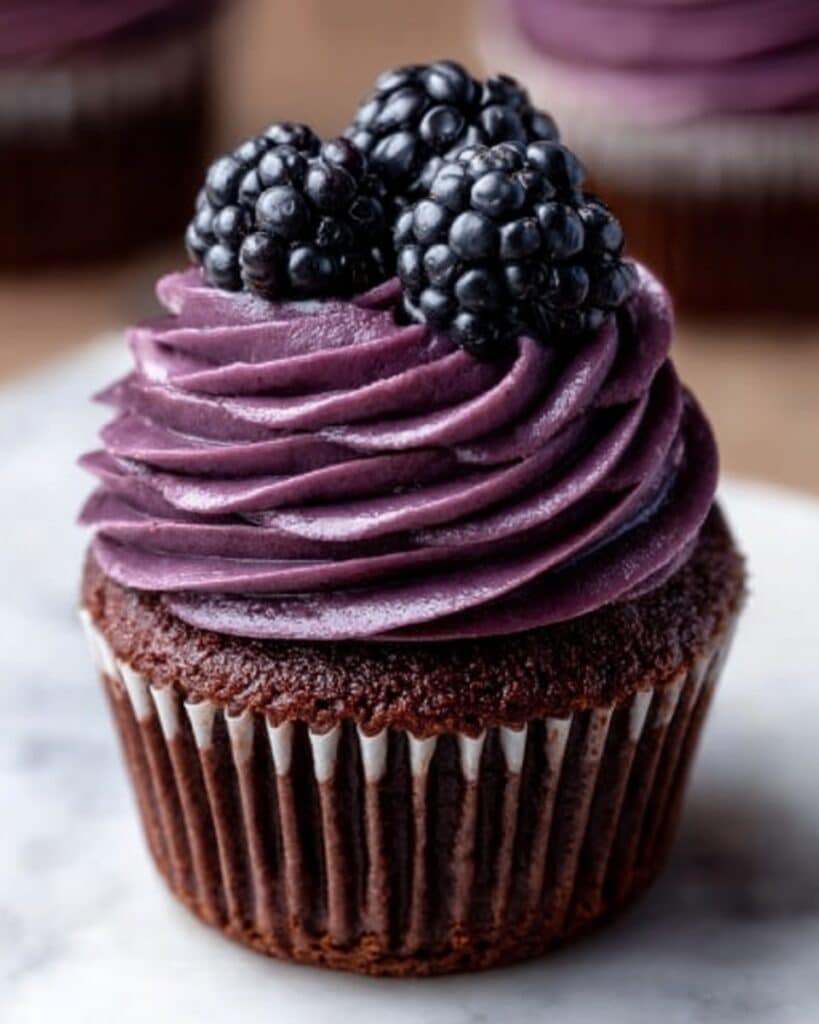 Decadent Dark Chocolate Blackberry Cupcakes Recipe