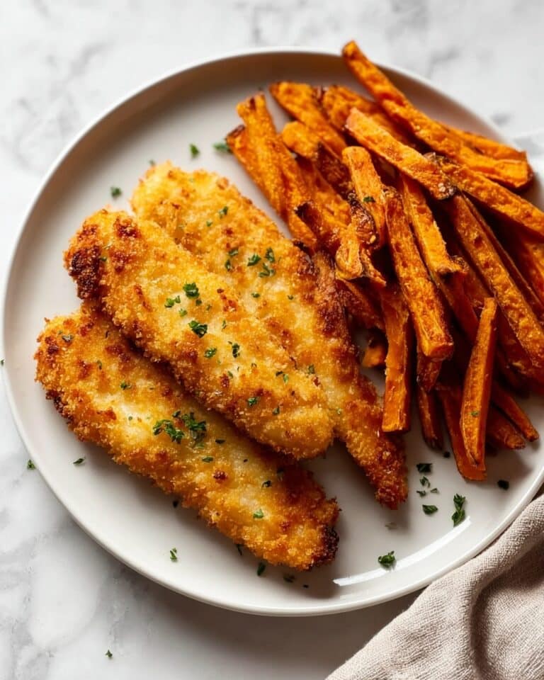 Crispy Fish Sticks with Sweet Potato Fries Recipe