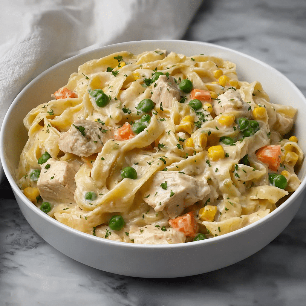 Quick Chicken Pot Pie Pasta Recipe