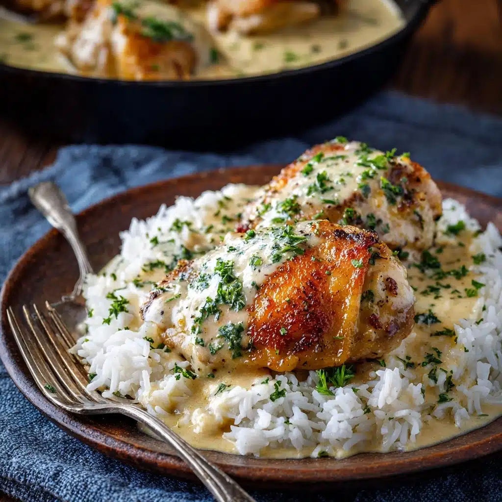 Creamy Smothered Chicken And Rice Recipe - Recipe Image
