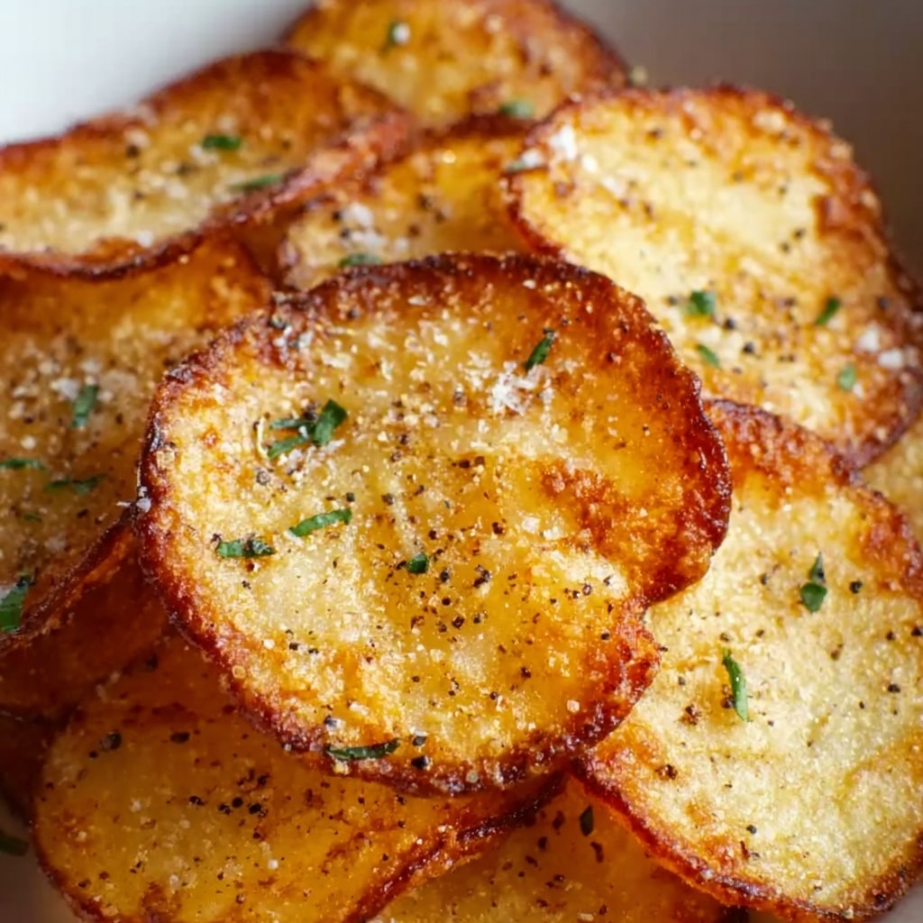 The image shows two small, round egg muffins stacked on top of each other on a white plate, placed on a white marbled surface. Each muffin has a golden-brown, crispy outer layer with visible melted cheese and soft, creamy egg inside. The top muffin has melted cheese slightly browned and bubbly, with small green herbs sprinkled on top for color contrast. The overall look is warm and inviting, with a slightly textured surface on the muffins that shows the cheese and egg mixture inside clearly. Photo taken with an iphone --ar 4:5 --v 7
