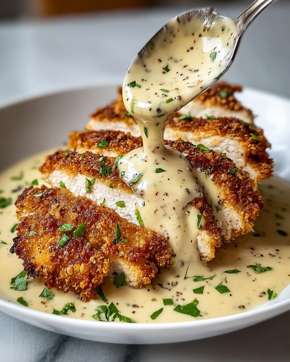 The dish is served in a black slow cooker filled with a creamy mixture showing about three layers: a base of shredded white chicken, a middle layer of melted yellow cheddar cheese spread unevenly on top, and scattered chunks of crispy reddish-brown bacon mixed throughout. Bright green chopped scallions are sprinkled over the top, adding contrast. The texture looks soft and creamy with cheese melting and blending in, and some black pepper specks are visible. A wooden spoon is inserted on the right side, partially stirring the mixture. The slow cooker is placed on a white marbled surface. photo taken with an iphone --ar 4:5 --v 7