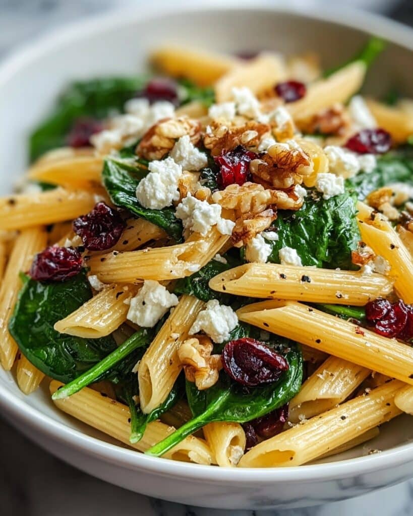 Feta & Cranberry Penne Salad with Orange Vinaigrette Recipe