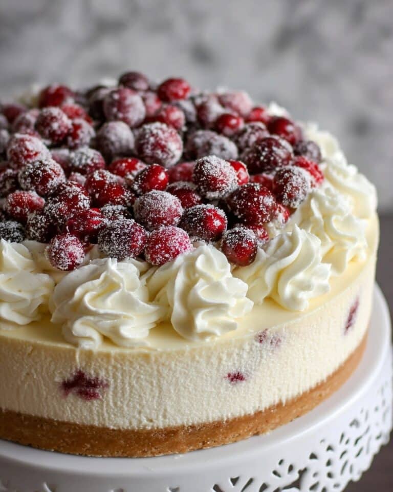 Christmas Cranberry Cheesecake with White Chocolate Mousse Recipe