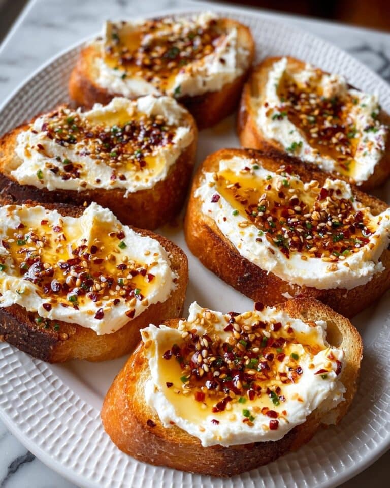 Sweet and Spicy Whipped Feta Crostini with Hot Honey Recipe