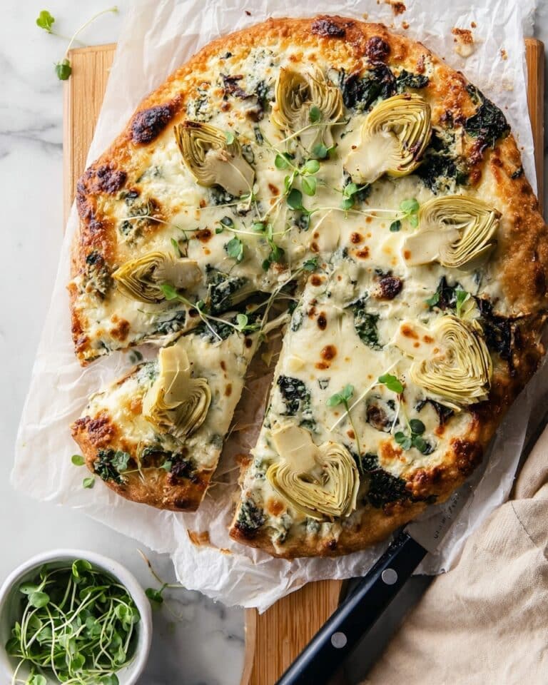 Artichoke and Spinach Parmesan Cream Sauce Pizza Recipe