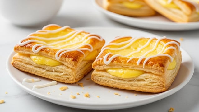 Homemade Danish Pastry with Cream Cheese Filling and Lemon Glaze Recipe