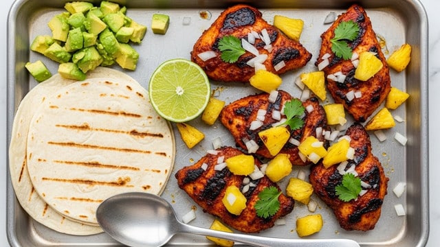 One Pan Chicken & Pineapple Tacos Recipe