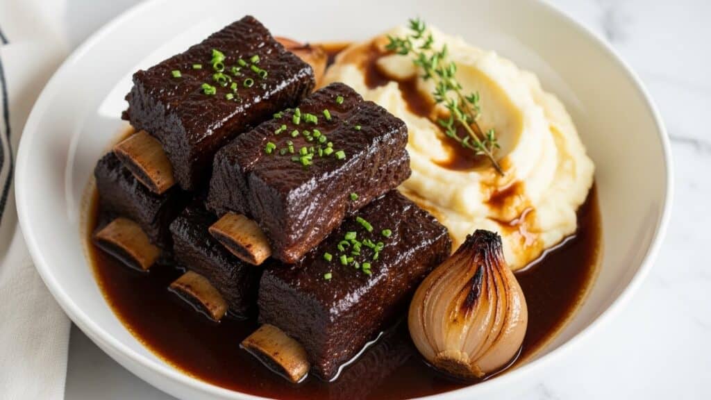 Tender Braised Short Ribs with Garlic Mashed Potatoes Recipe