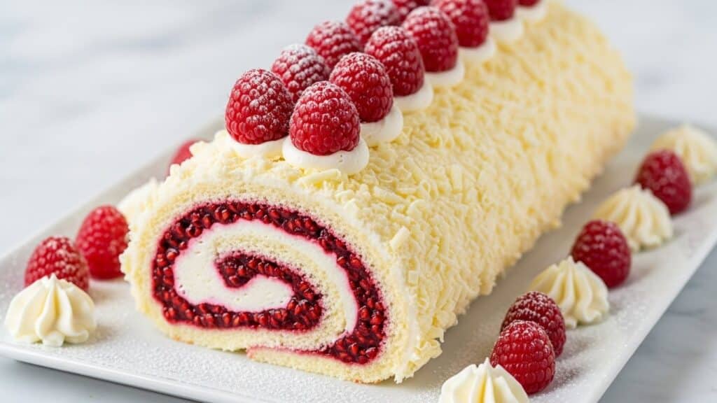 White Chocolate Raspberry Yule Log Recipe