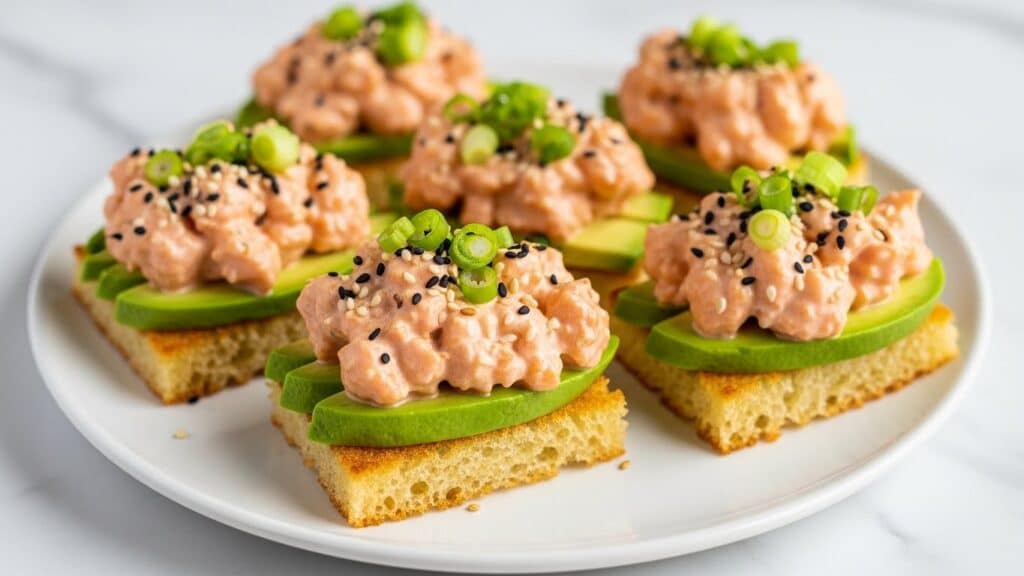 Crispy Salmon Rice Bites with Spicy Mayo and Avocado Recipe
