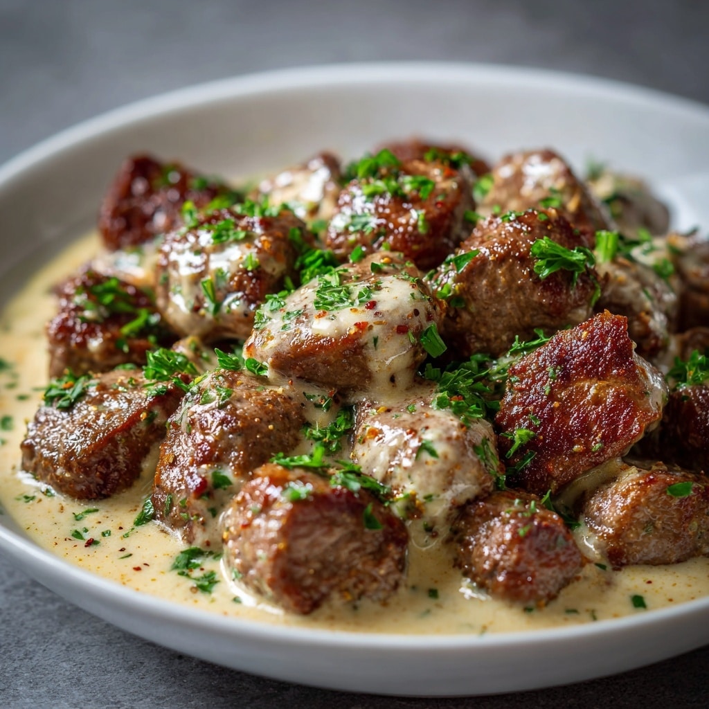 Creamy Garlic Parmesan Steak Bites Recipe