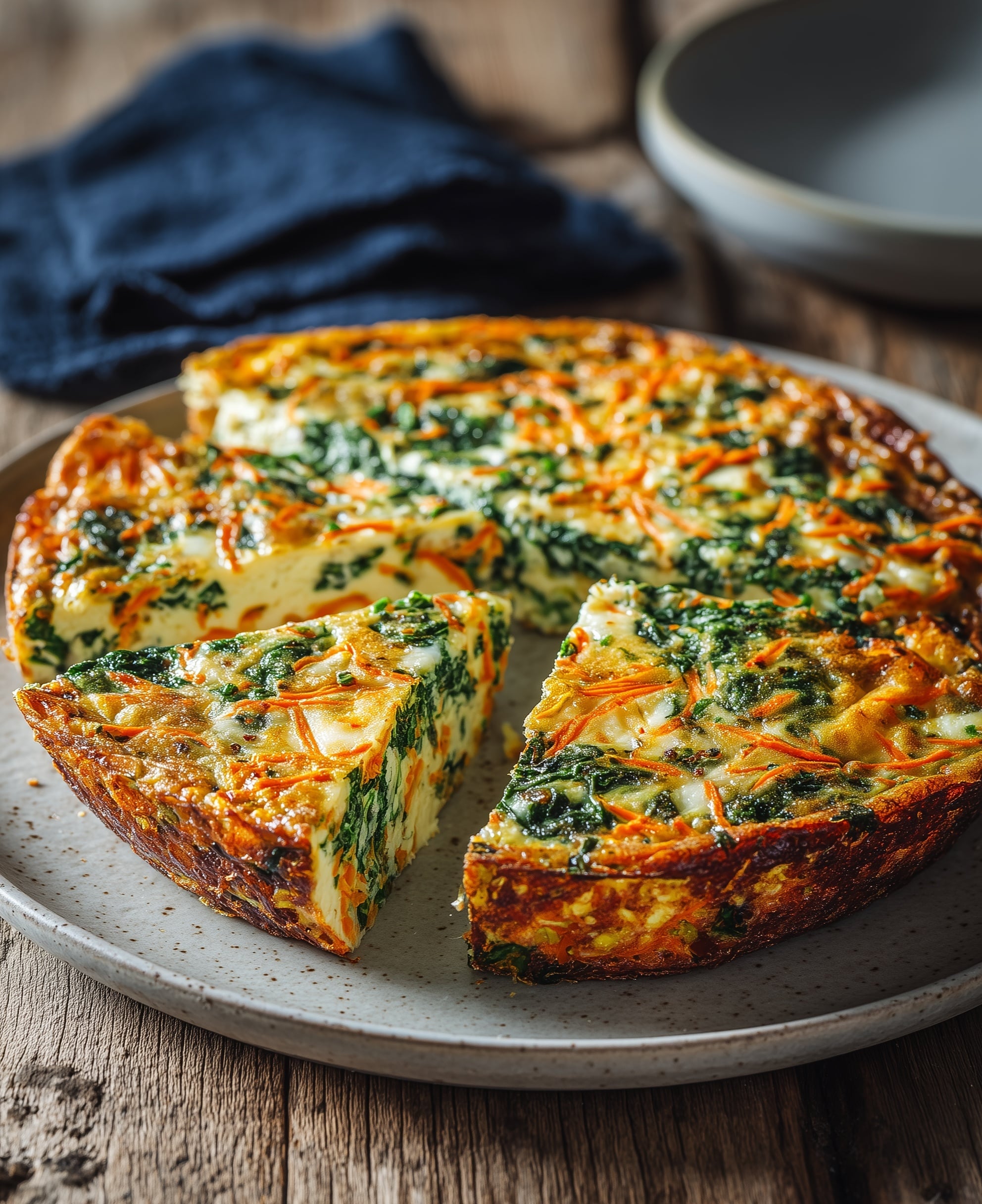 Crustless Spinach and Ham Cheese Quiche Recipe - Recipe Image