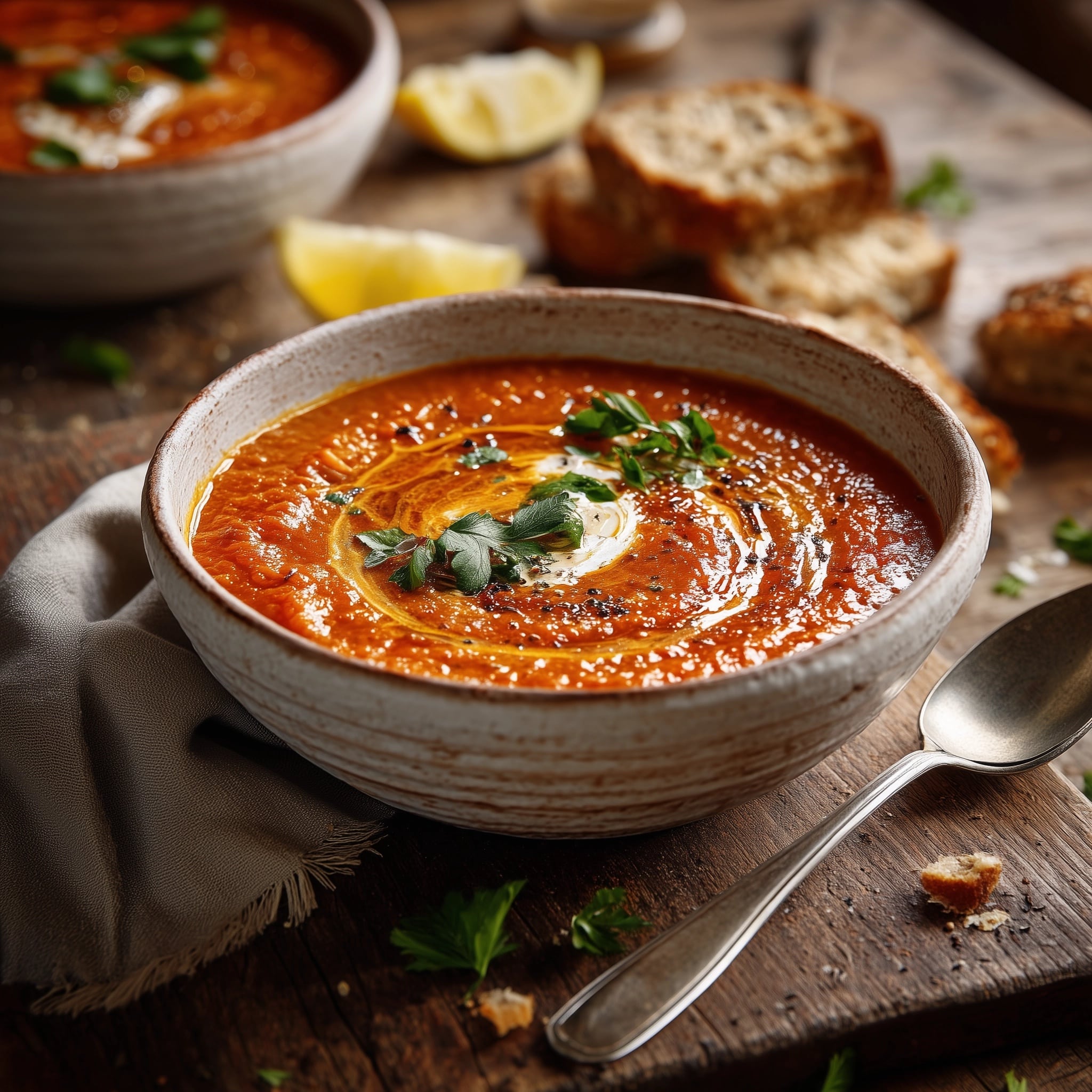 Tomato Soup with Hummus Crispbreads Recipe - Recipe Image