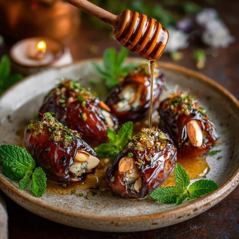 Feta-Parmesan Roasted Stuffed Dates with Honey-Walnut Herb Crunch Recipe