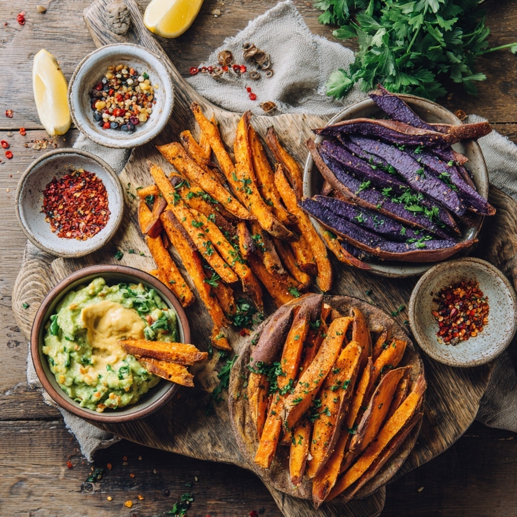 Loaded Sweet Potato Waffle Fries with Cheddar, Bacon, and Ranch Recipe