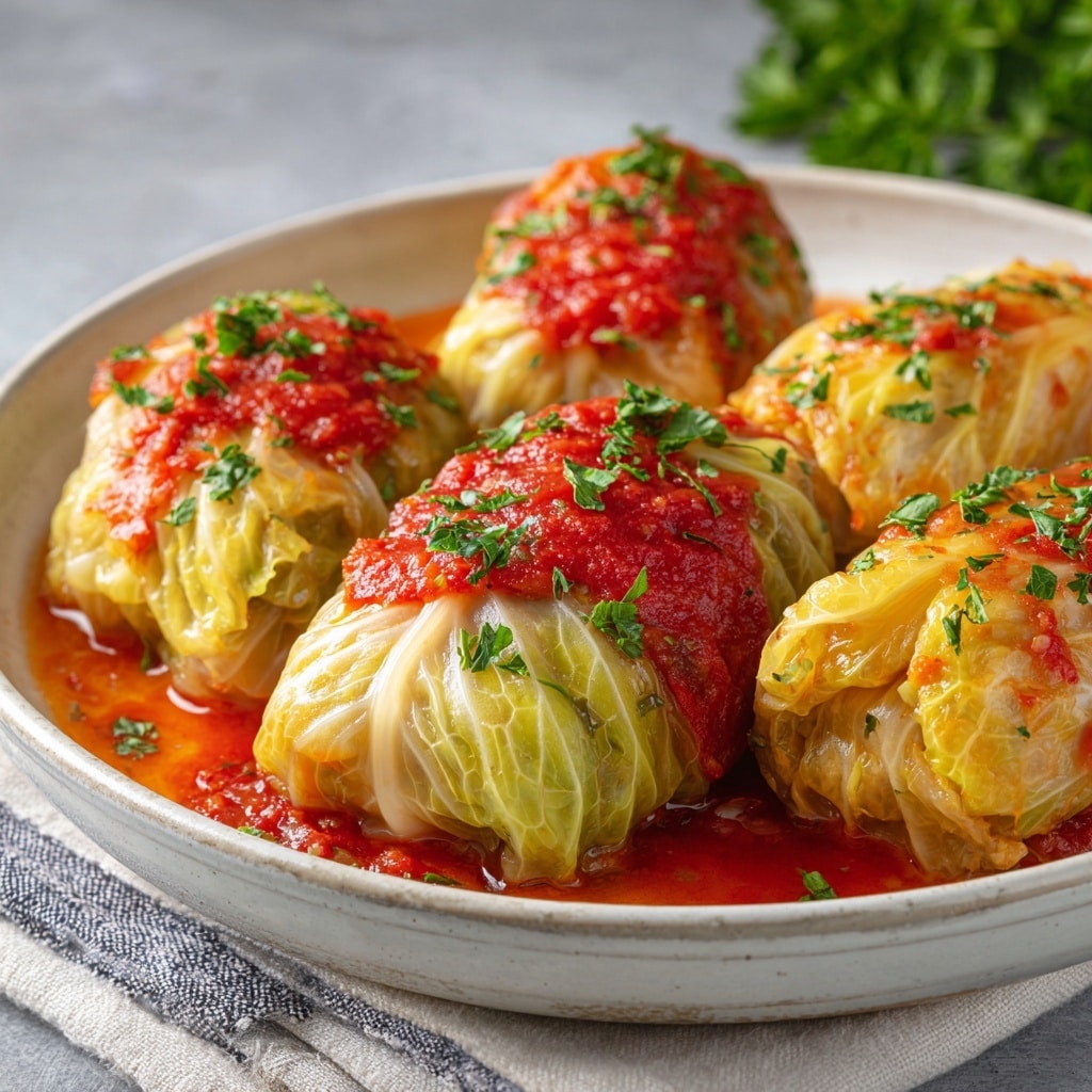Classic Cabbage Rolls with Tomato Sauce and Savory Filling Recipe - Recipe Image