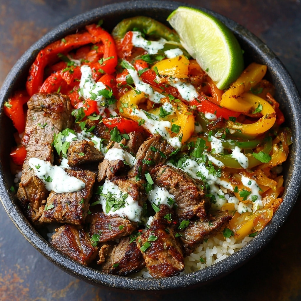 High Protein Steak Fajita Bowl – Easy Low Carb Meal Recipe - Recipe Image