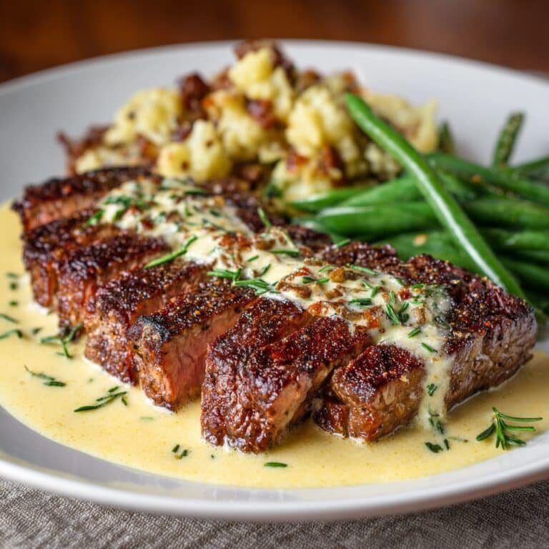 Juicy Steak with Creamy Garlic Sauce Recipe