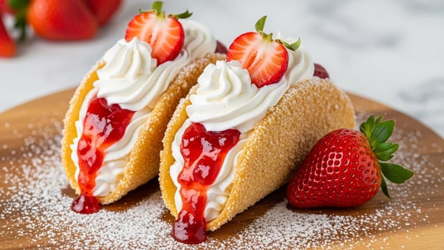 Strawberry Crunch Cheesecake Tacos Recipe