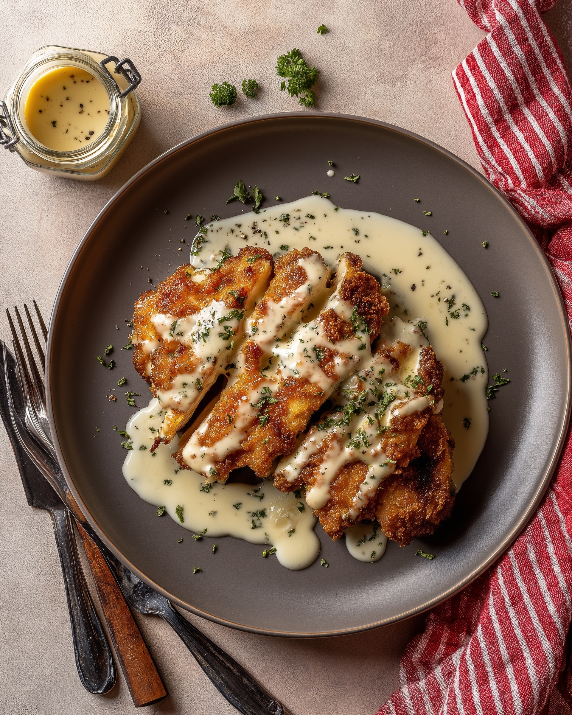 Crispy Chicken Fried Steak with Creamy Gravy Recipe - Recipe Image