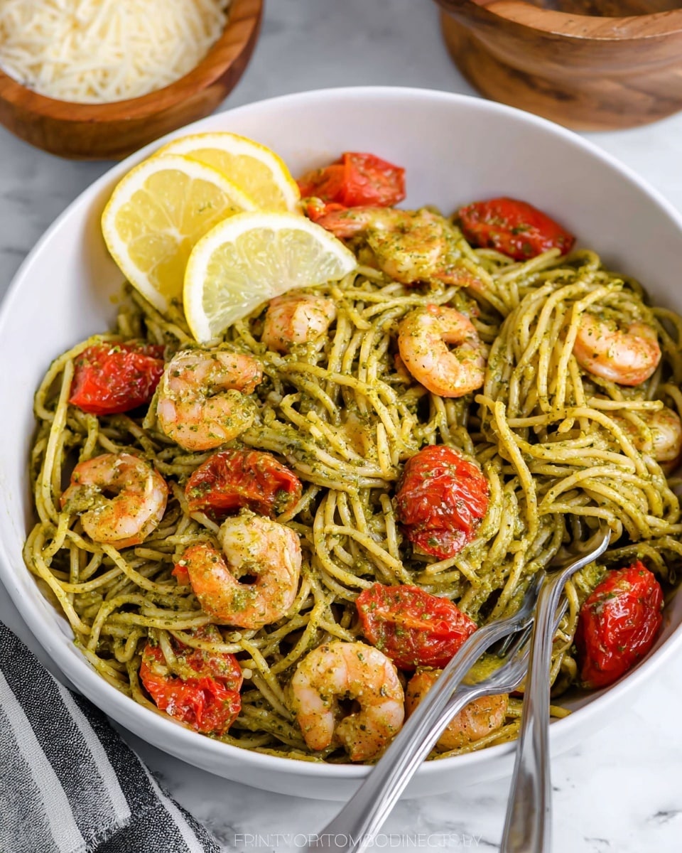 Shrimp Pesto Pasta Recipe - Recipe Image