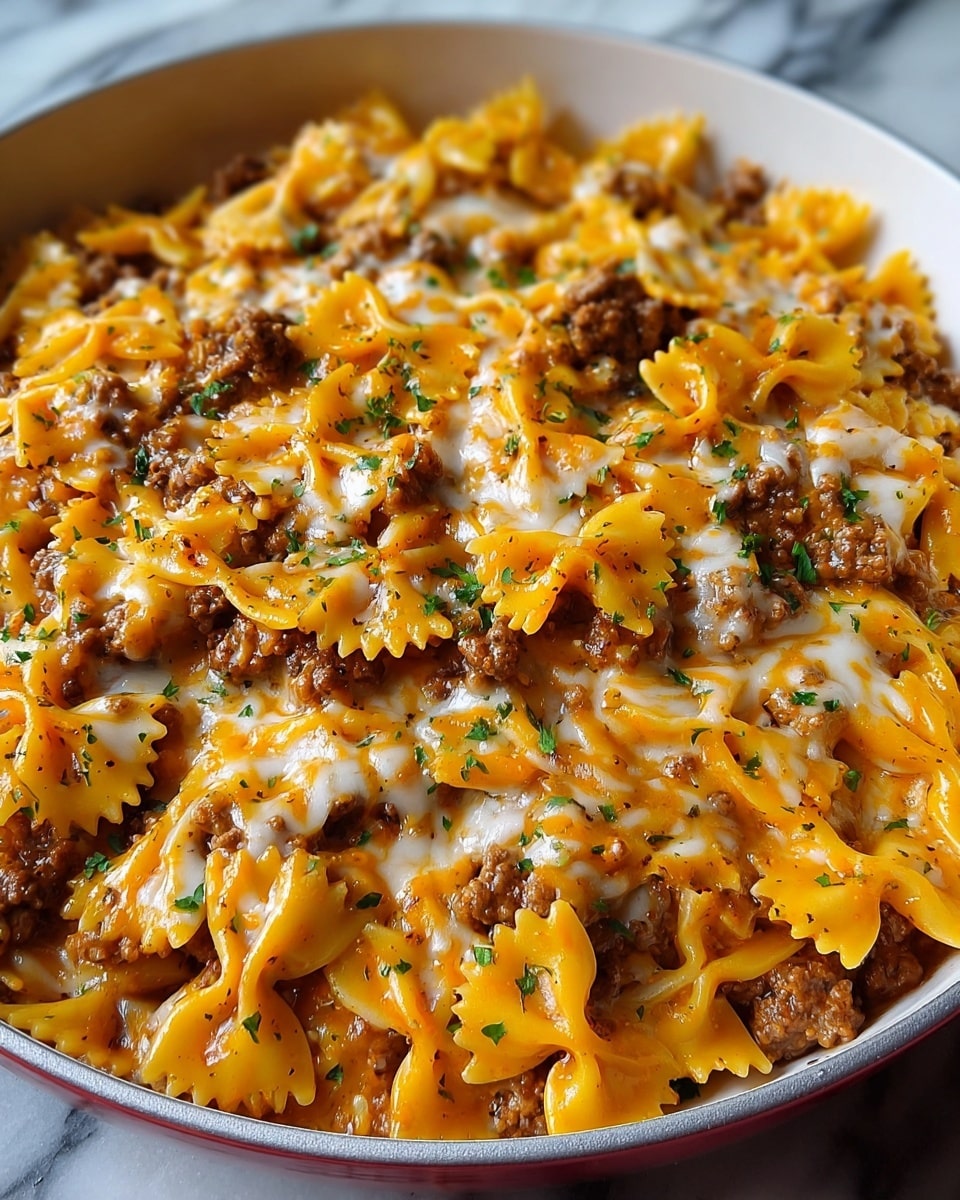 Cajun Cream Cheese Alfredo Bowties with Spiced Ground Beef Recipe - Recipe Image