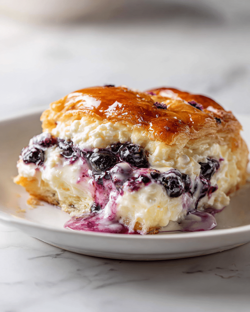 Blueberry Cream Cheese Croissant Casserole Recipe