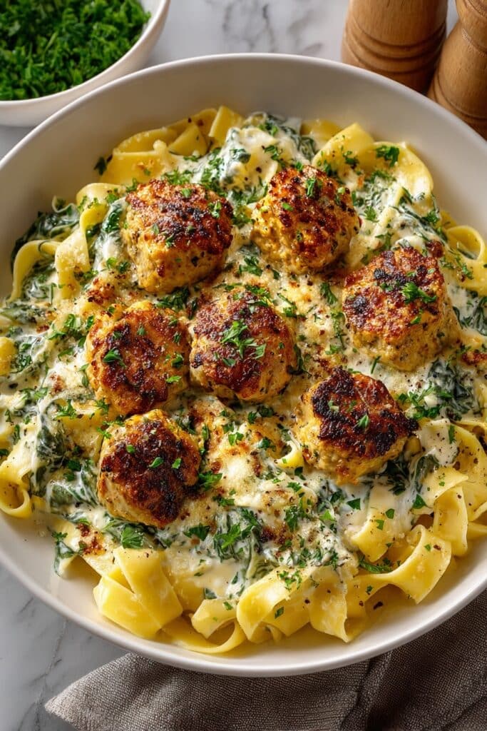Garlic Butter Chicken Bites with Savory Creamy Parmesan Pasta Recipe