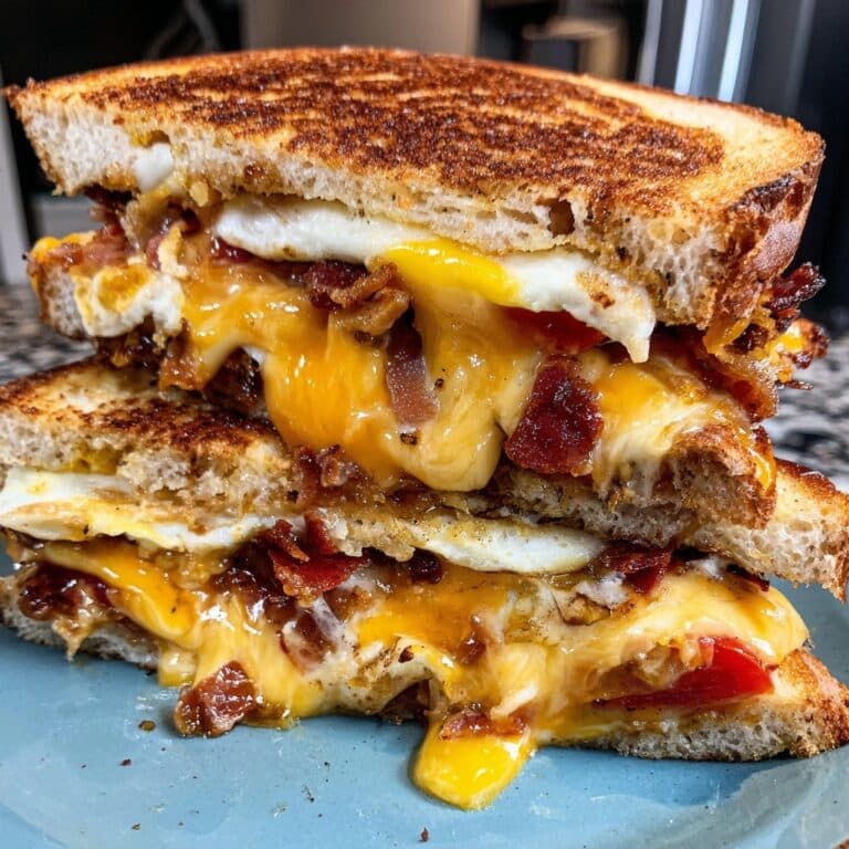 Breakfast Grilled Cheese Sandwich with Egg, Bacon, and Everything Bagel Seasoning Recipe