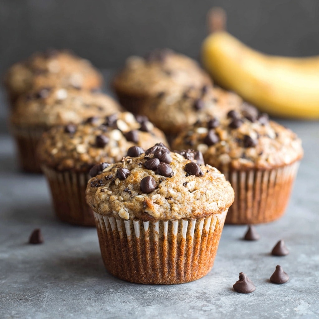 Healthy Banana Chocolate Chip Muffins with Oats and Greek Yogurt Recipe