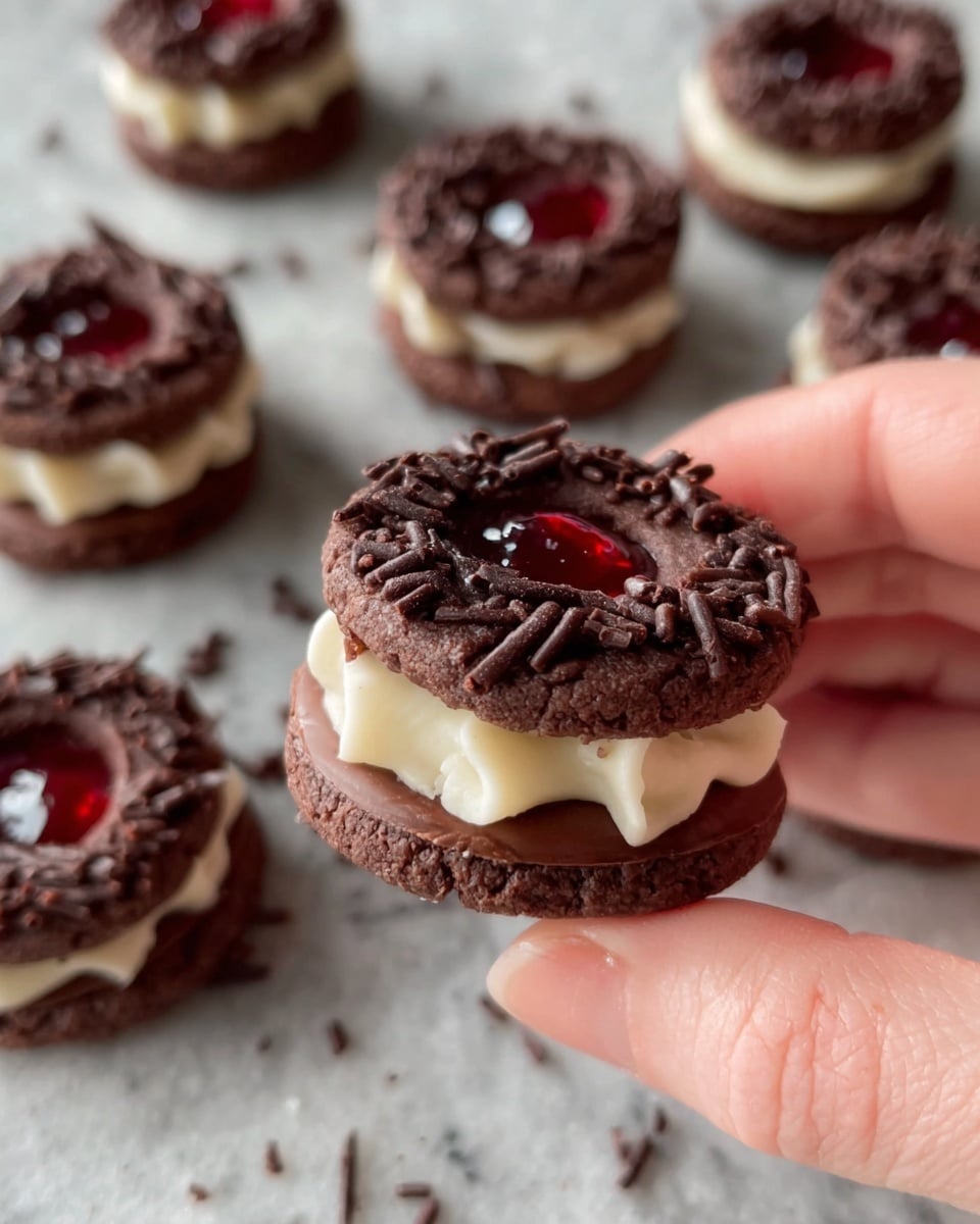 Black Forest Cookies – Cherry Jam and White Chocolate Filled Holiday Treat Recipe - Recipe Image