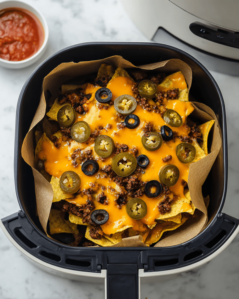 Air Fryer Nachos with Ground Beef and Cheddar Recipe