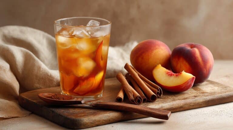 Peach Moscow Mule with Cinnamon-Infused Simple Syrup Recipe