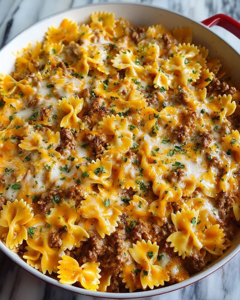Cajun Cream Cheese Alfredo Bowties with Spiced Ground Beef Recipe