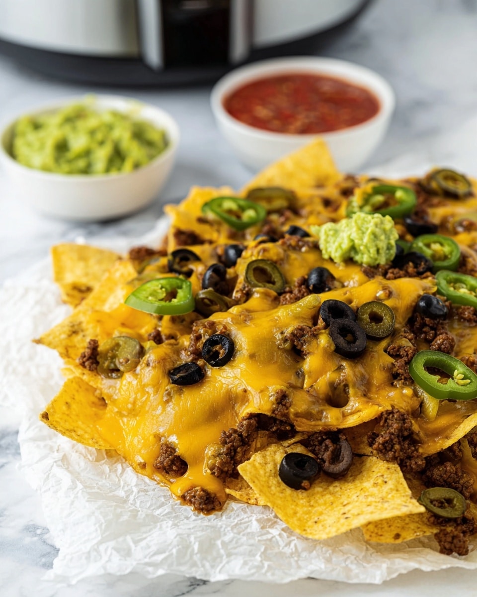 Air Fryer Nachos with Ground Beef and Cheddar Recipe - Recipe Image