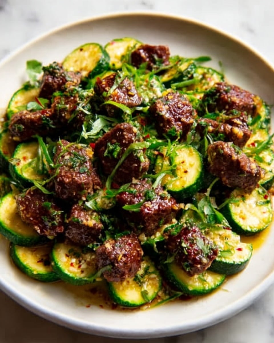 Garlic Butter Steak Bites & Zucchini – Easy Low Carb Dinner Recipe - Recipe Image