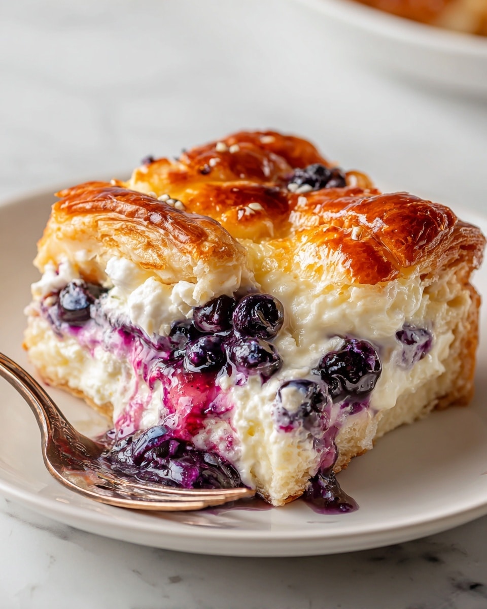 Blueberry Cream Cheese Croissant Casserole Recipe - Recipe Image