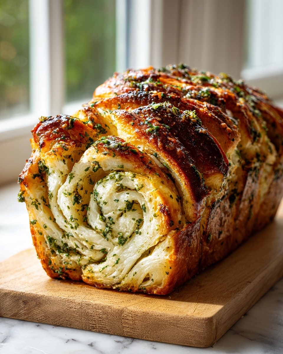 Swirled Garlic Herb Cheese Bread Recipe - Recipe Image