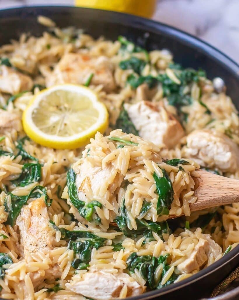 Creamy Lemon Orzo with Chicken Recipe
